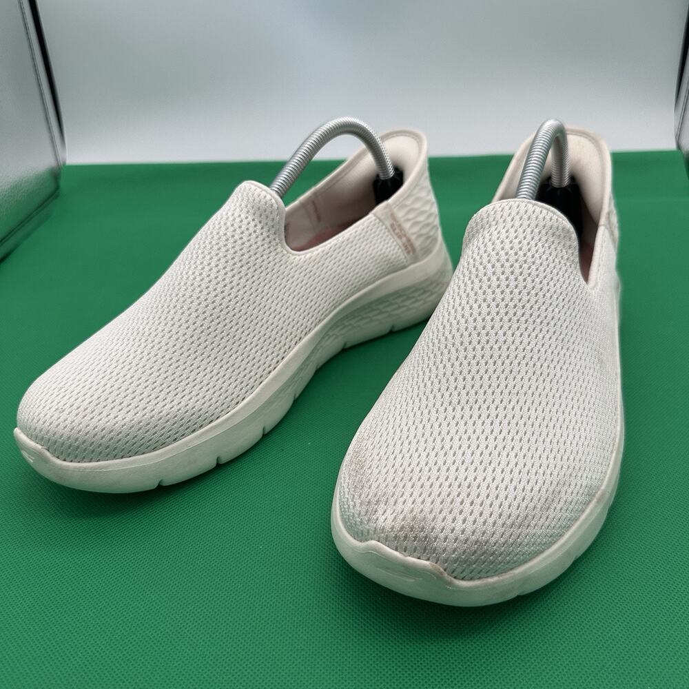 Skechers Slip Ins Go Walk Flex Relish White Mesh Walking Shoes Womens Size 10